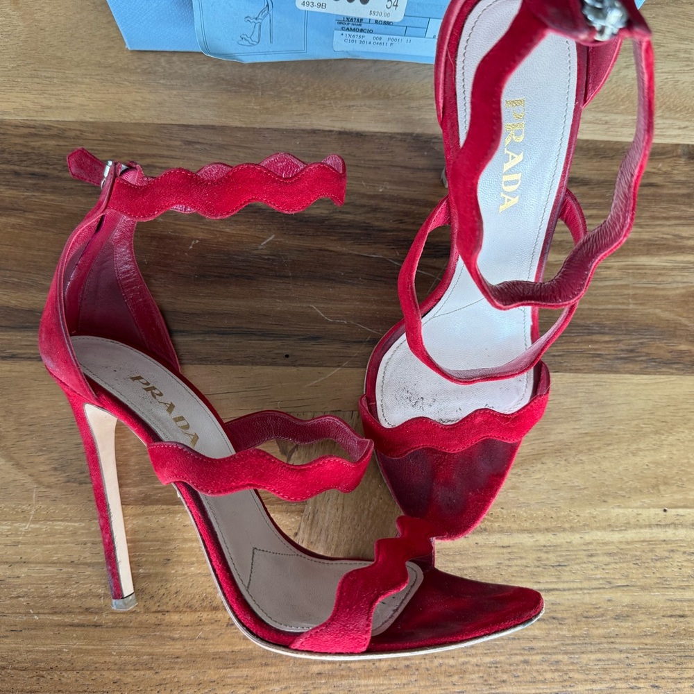 PRADA Red Suede Women's Heeled Sandals